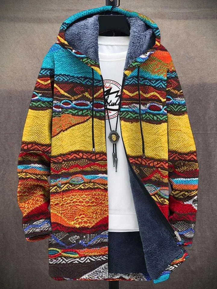 Flavia – elegant lang cardigan med kunstnerisk mønster