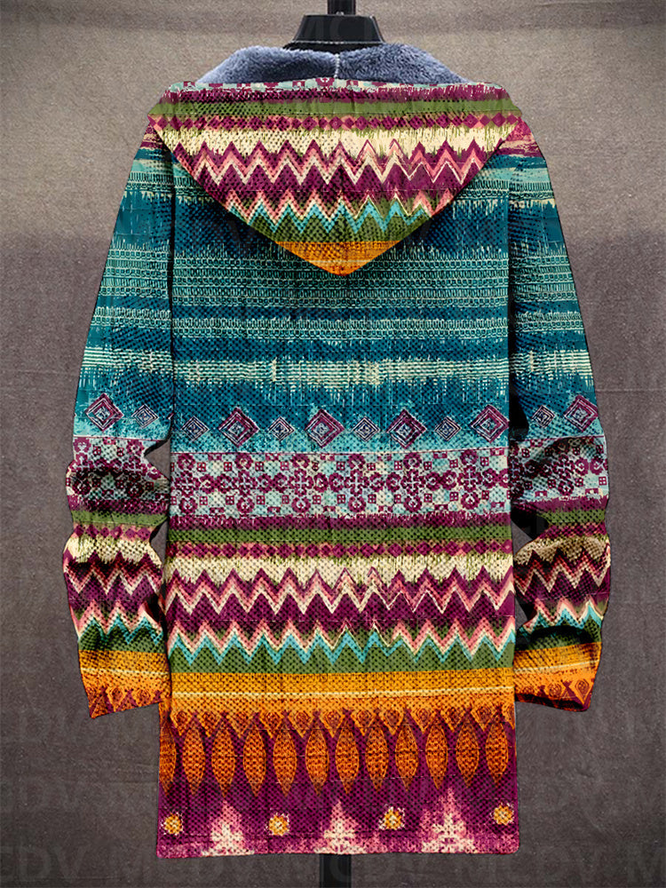 Anissa – elegant lang cardigan med kunstnerisk mønster