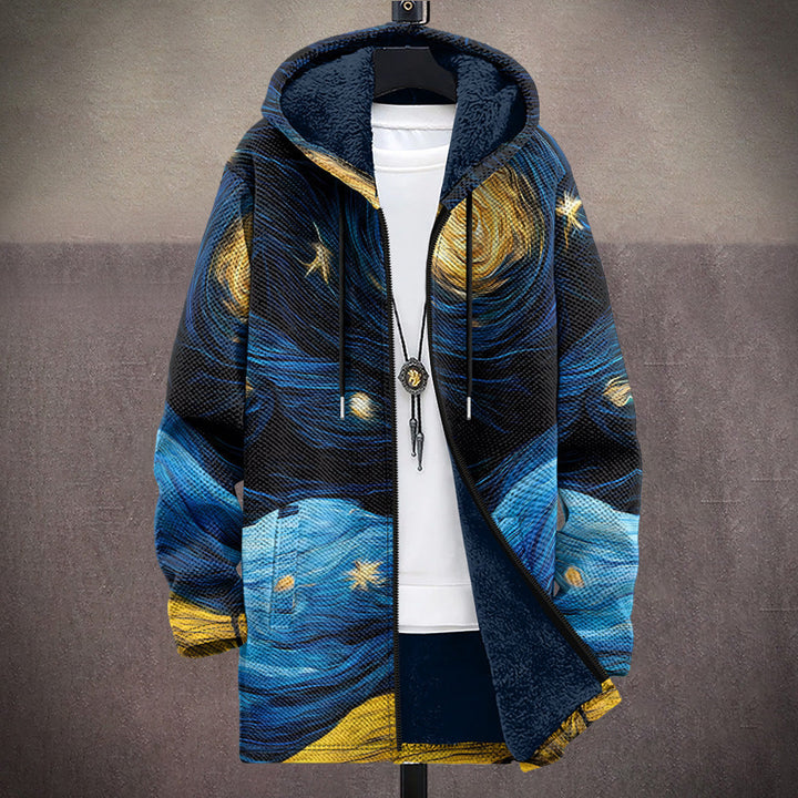 Chiara – elegant lang cardigan med kunstnerisk mønster