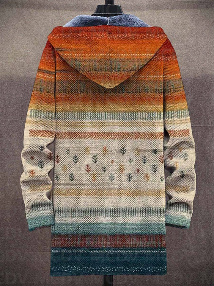 Bianca – elegant lang cardigan med kunstnerisk mønster