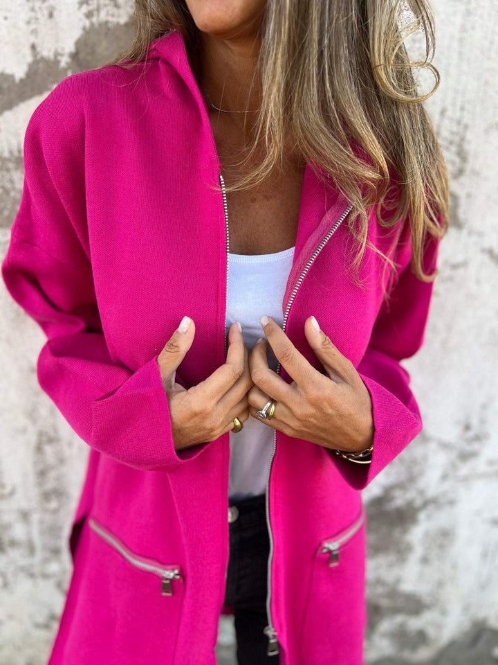 Lise - Lang cardigan med hætte