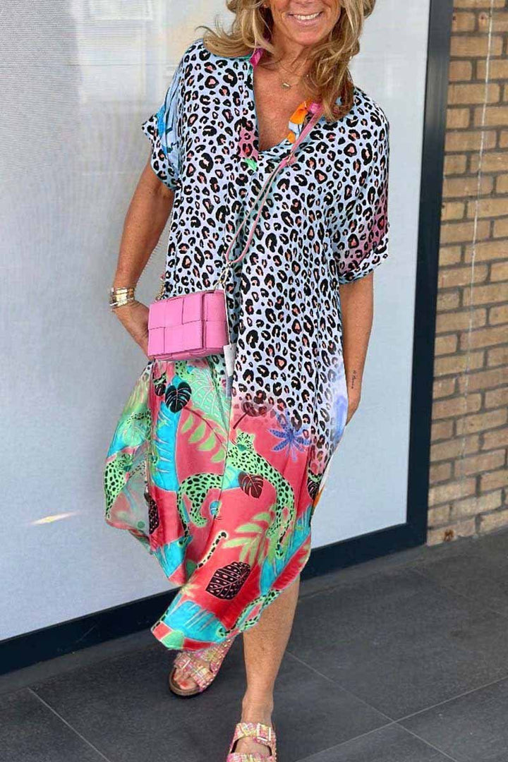 Cora™ - Afslappet Kjole med Leopardprint