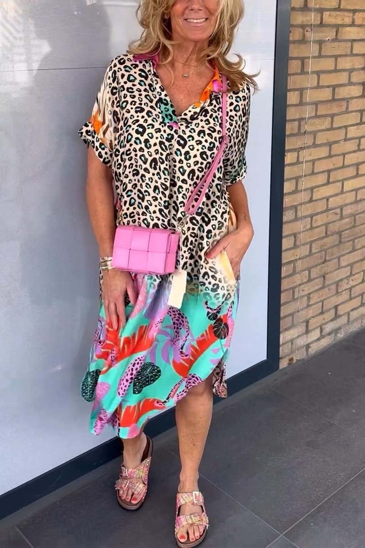 Cora™ - Afslappet Kjole med Leopardprint