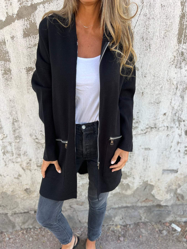 Lise - Lang cardigan med hætte