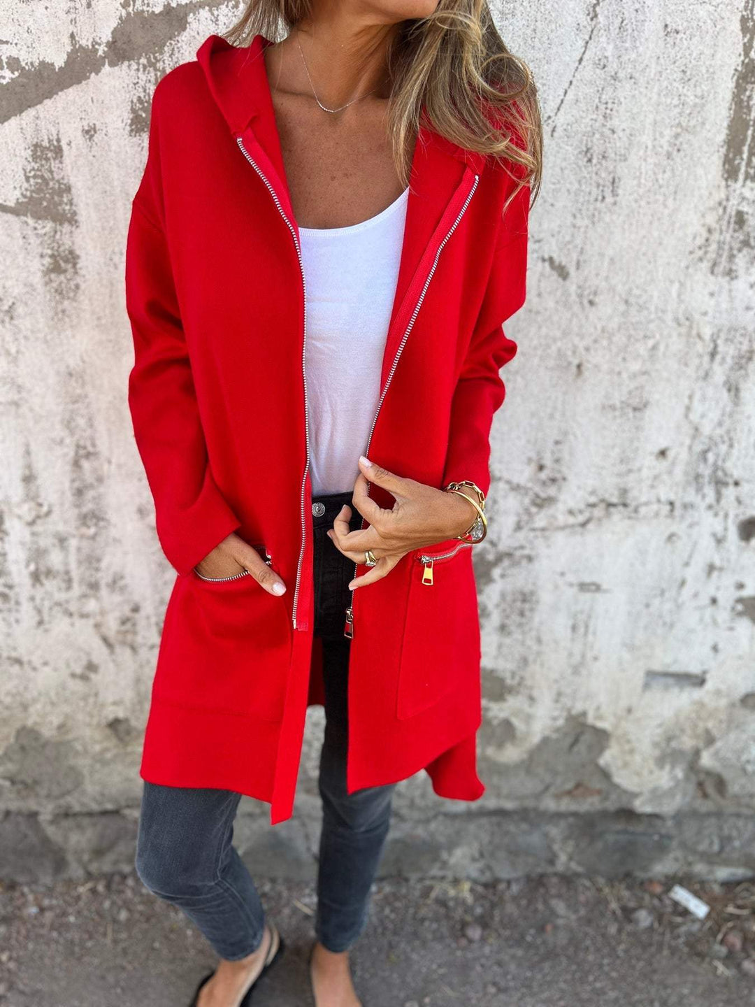 Lise - Lang cardigan med hætte