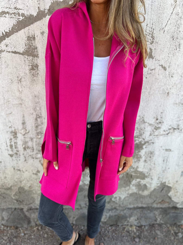 Lise - Lang cardigan med hætte