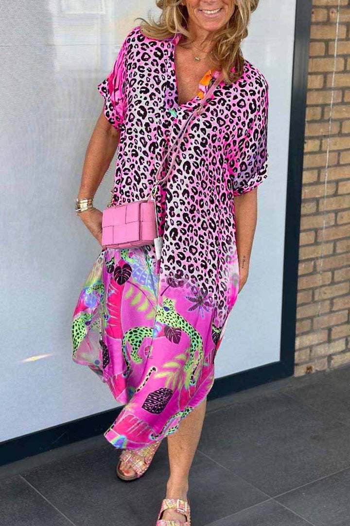 Cora™ - Afslappet Kjole med Leopardprint