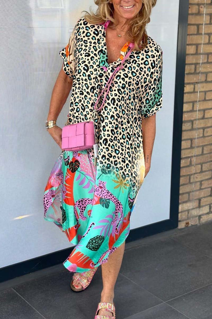 Cora™ - Afslappet Kjole med Leopardprint