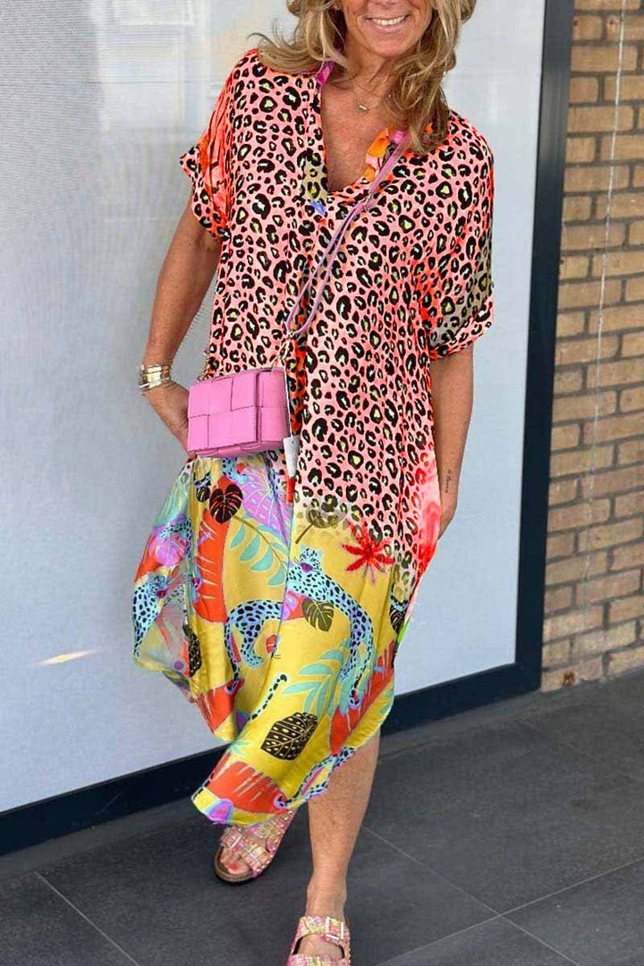 Cora™ - Afslappet Kjole med Leopardprint