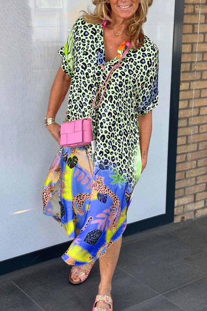 Cora™ - Afslappet Kjole med Leopardprint