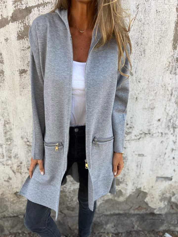 Lise - Lang cardigan med hætte
