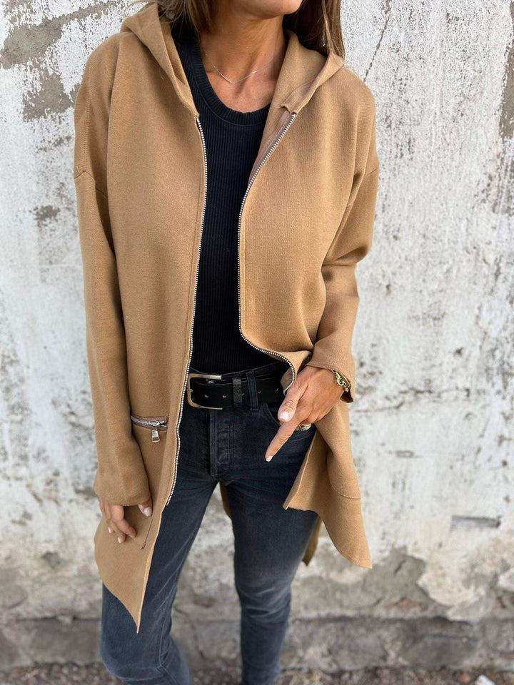 Lise - Lang cardigan med hætte
