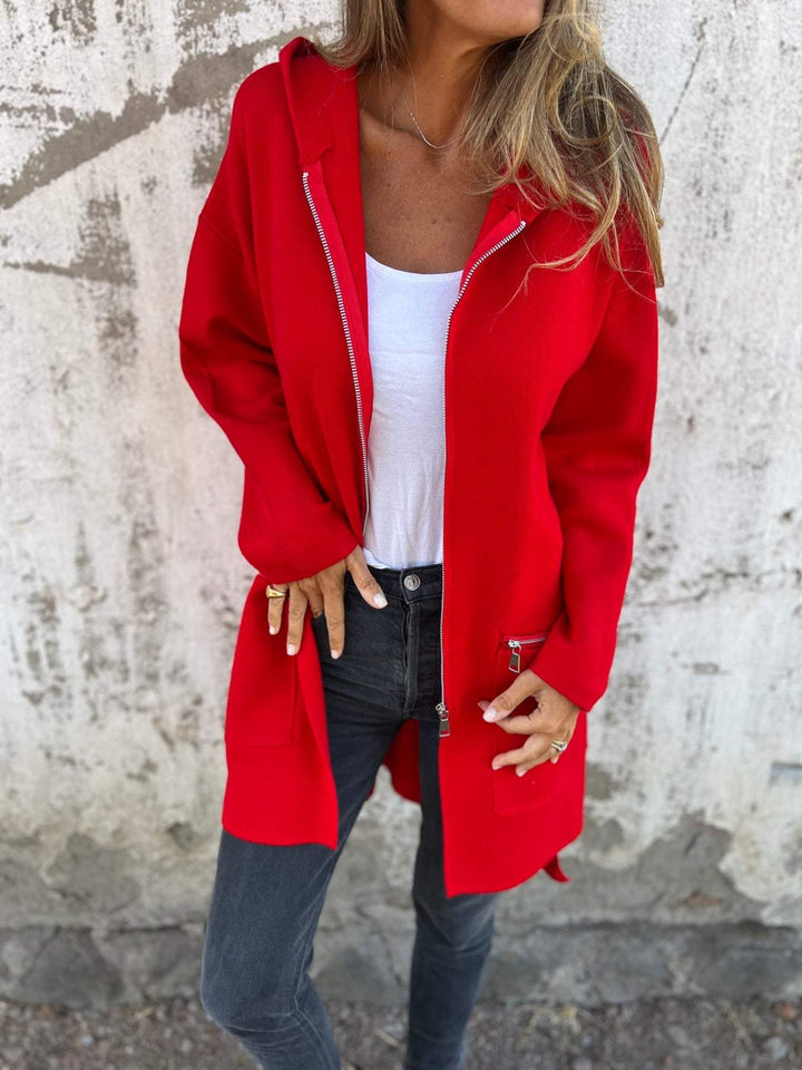 Lise - Lang cardigan med hætte