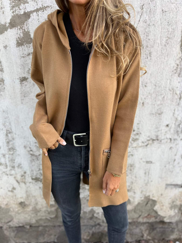 Lise - Lang cardigan med hætte